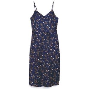 41 Hawthorn Stretch Satin Slip Dress Blue with Flowers